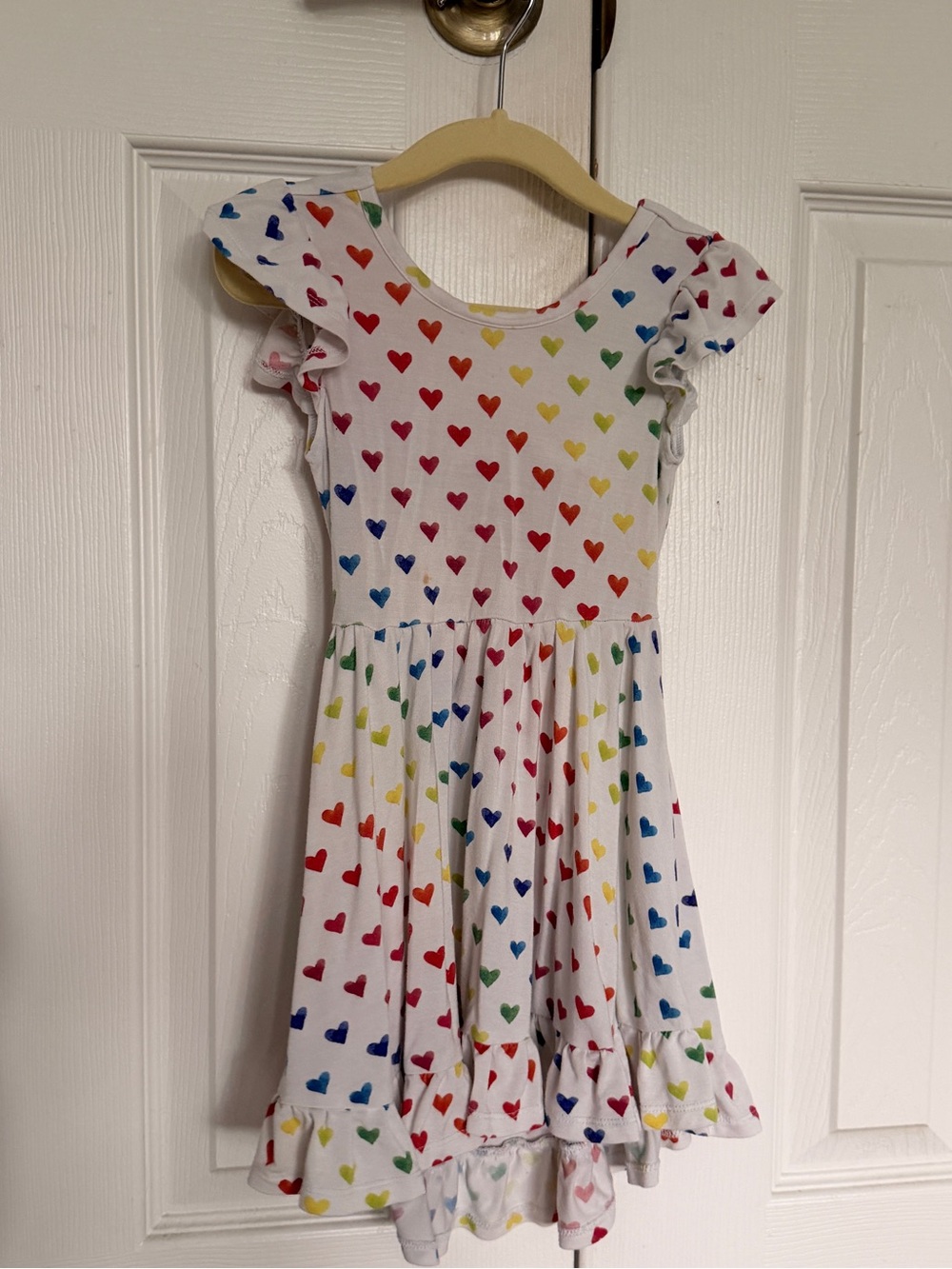 Posh Peanut x Care Bears Rainbow Heart Dress with Ruffle Sleeves 3T-4T